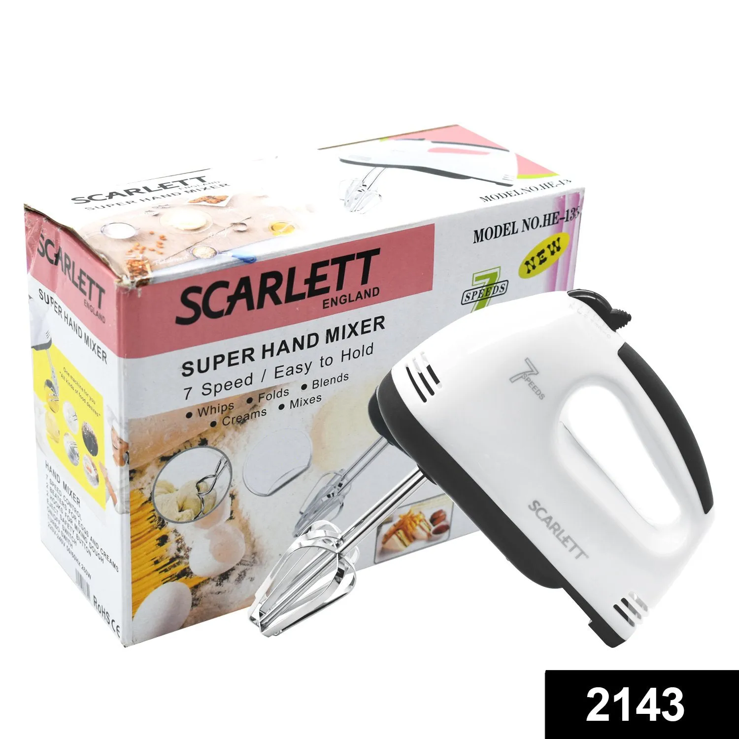 Compact Hand Electric Mixer / Blender for Whipping / Mixing with Attachments