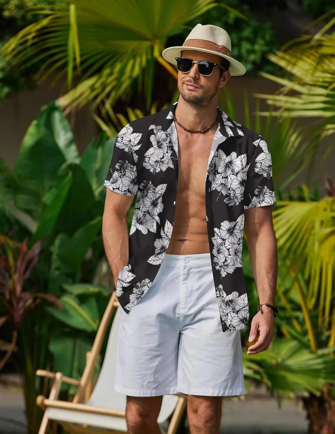 COOFANDY Mens Hawaiian Shirts Short Sleeve Button Down Aloha Shirt Casual Beach Clothes
