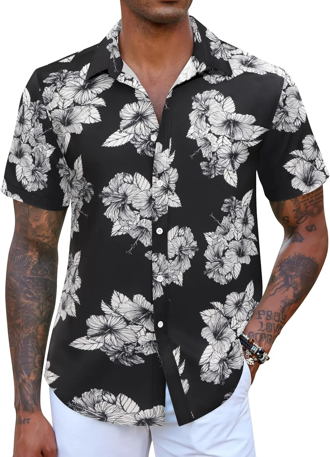 COOFANDY Mens Hawaiian Shirts Short Sleeve Button Down Aloha Shirt Casual Beach Clothes