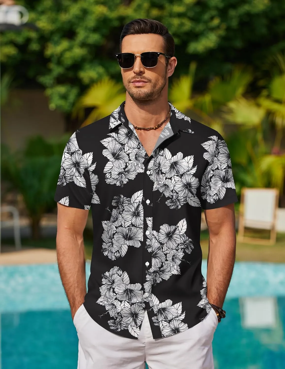 COOFANDY Mens Hawaiian Shirts Short Sleeve Button Down Aloha Shirt Casual Beach Clothes