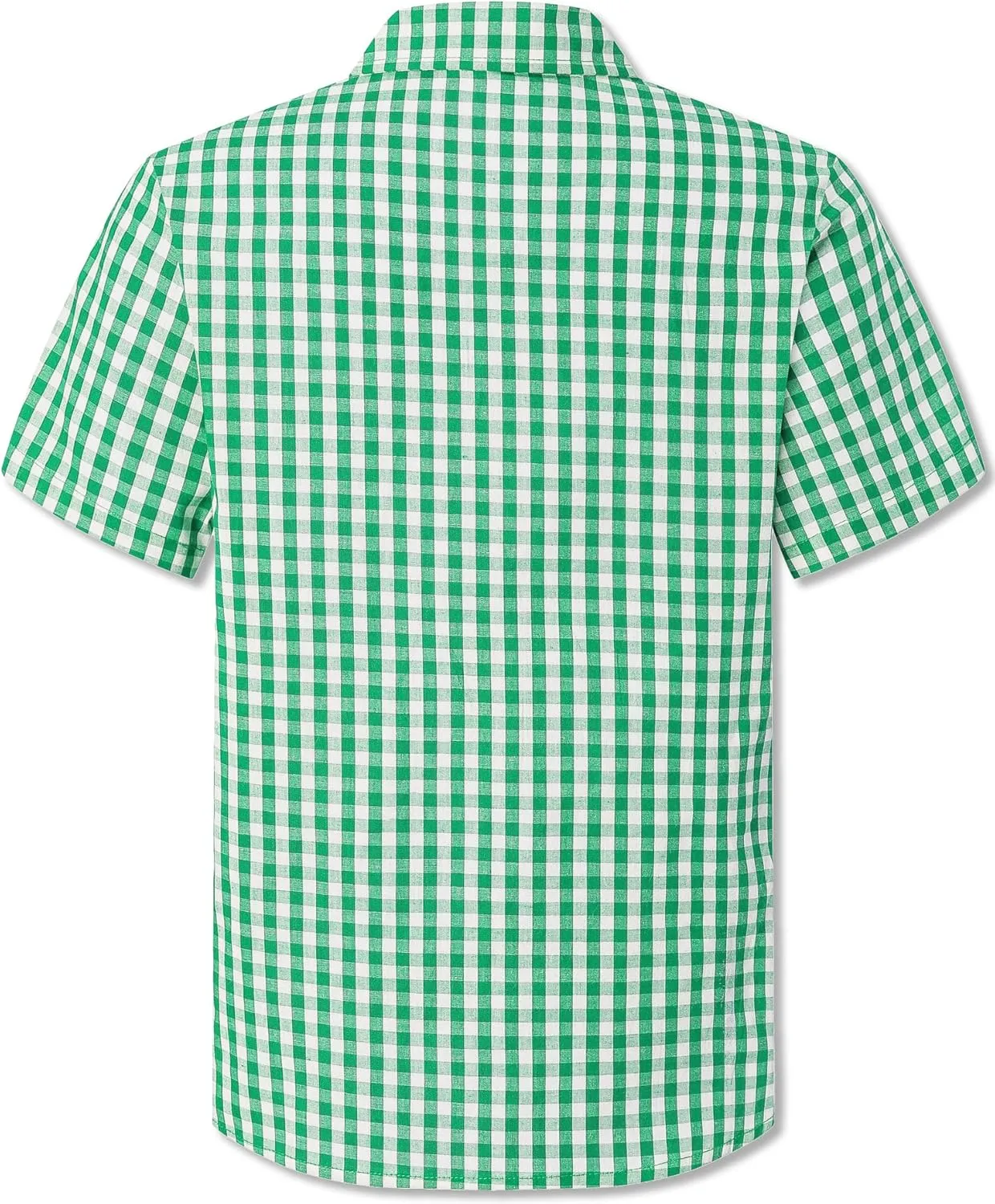 Cromoncent Boys and Mens Summer Plaid Shirt Casual Short Sleeve Button Down Shirts