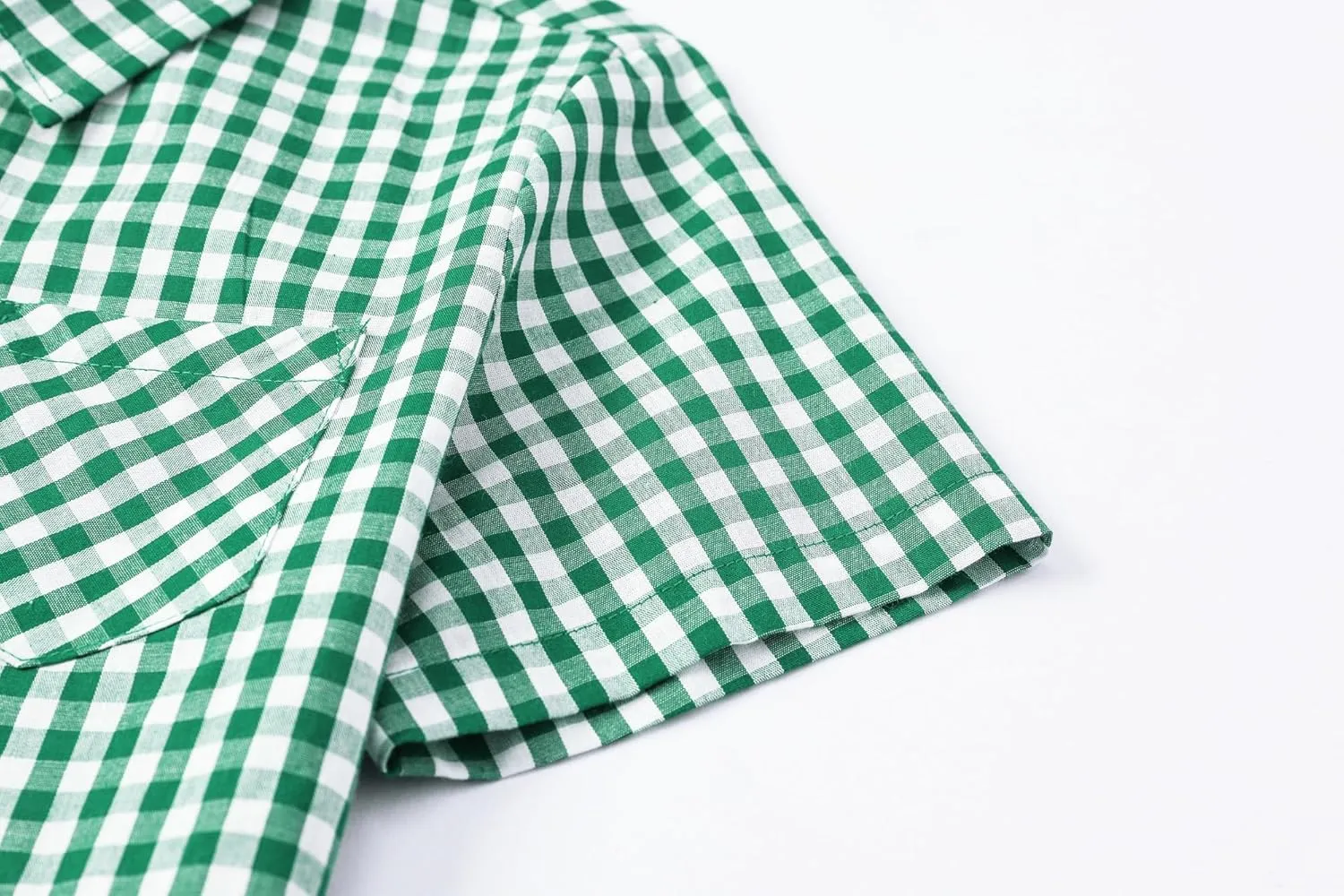 Cromoncent Boys and Mens Summer Plaid Shirt Casual Short Sleeve Button Down Shirts