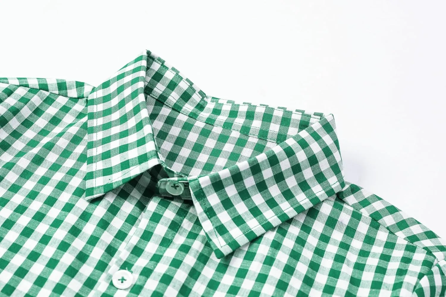 Cromoncent Boys and Mens Summer Plaid Shirt Casual Short Sleeve Button Down Shirts