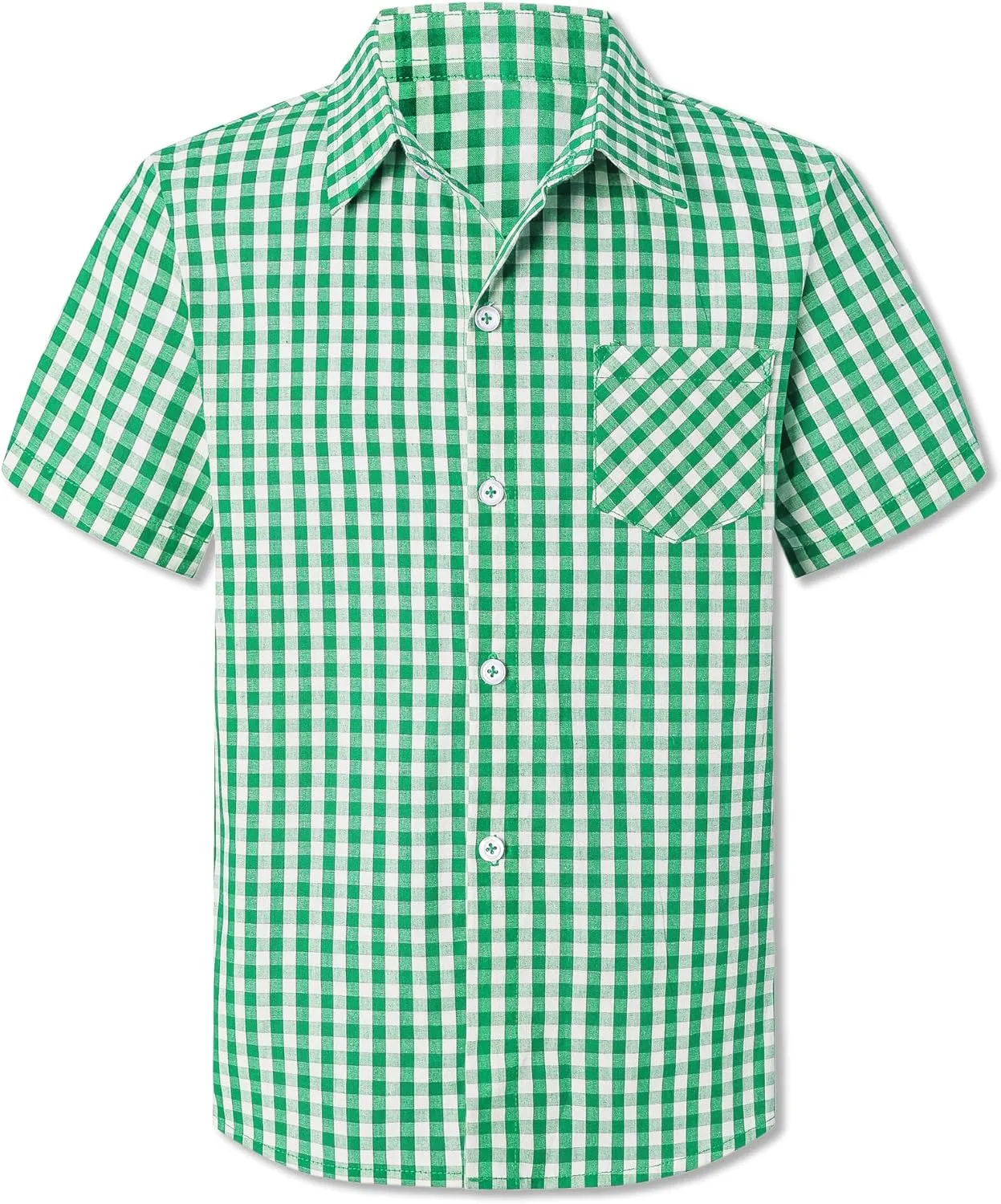 Cromoncent Boys and Mens Summer Plaid Shirt Casual Short Sleeve Button Down Shirts