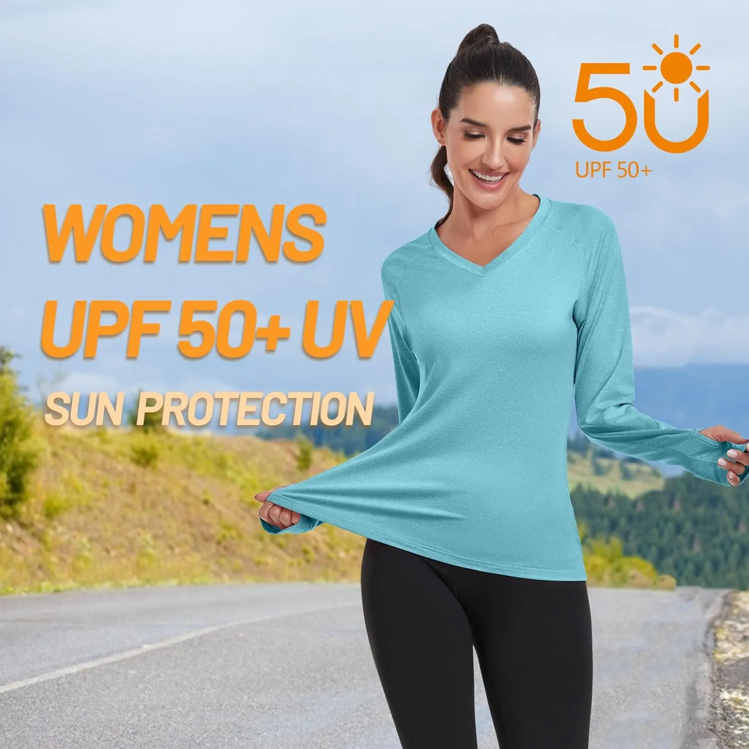 DAYOUNG Womens UPF 50  UV Sun Protection Running Hiking Outdoors Performance Long Sleeve Hoody T-Shirt