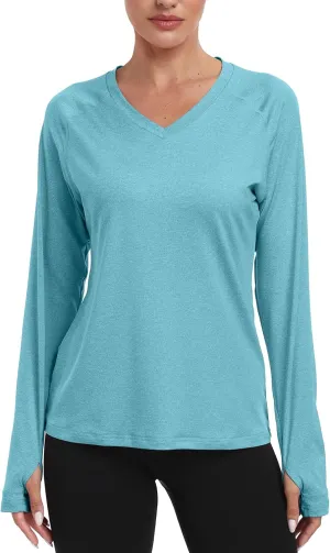 DAYOUNG Womens UPF 50  UV Sun Protection Running Hiking Outdoors Performance Long Sleeve Hoody T-Shirt