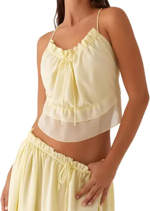 Dcohmch Women Summer Crop Camisole Casual Cross Straps Tie up Backless Spaghetti Straps Tank Tops for Club Streetwear