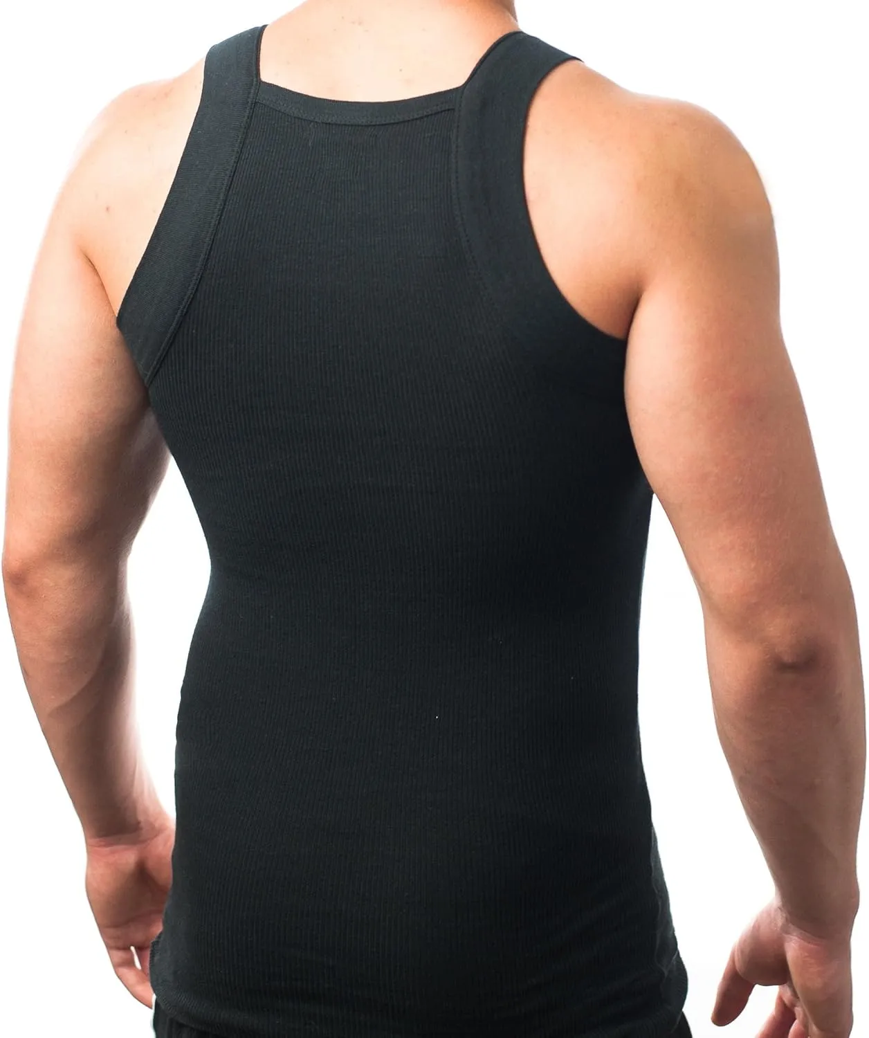 Different Touch 2 Pack Men's Tank Tops Square Cut Muscle Rib A-Shirts