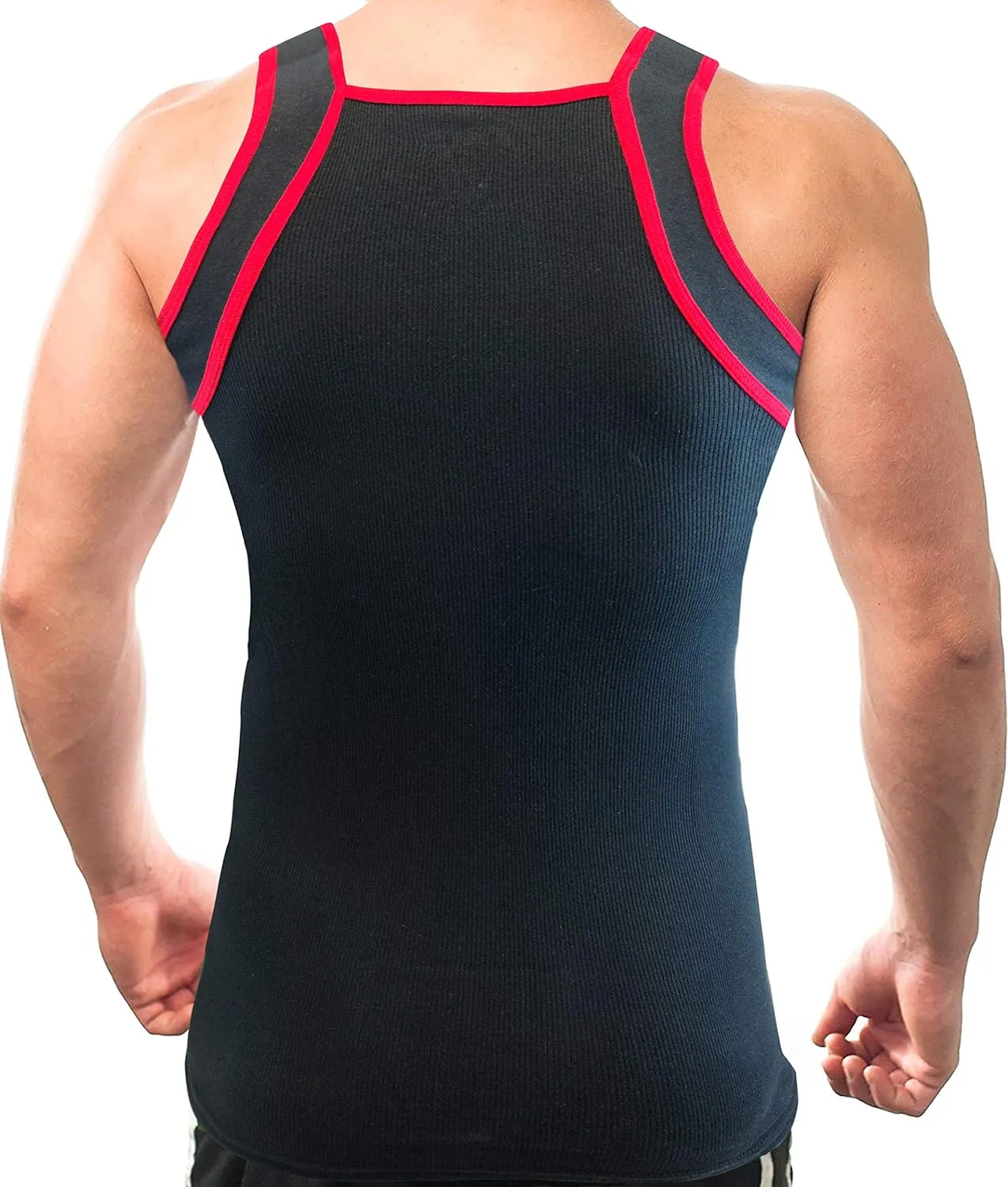 Different Touch 2 Pack Men's Tank Tops Square Cut Muscle Rib A-Shirts