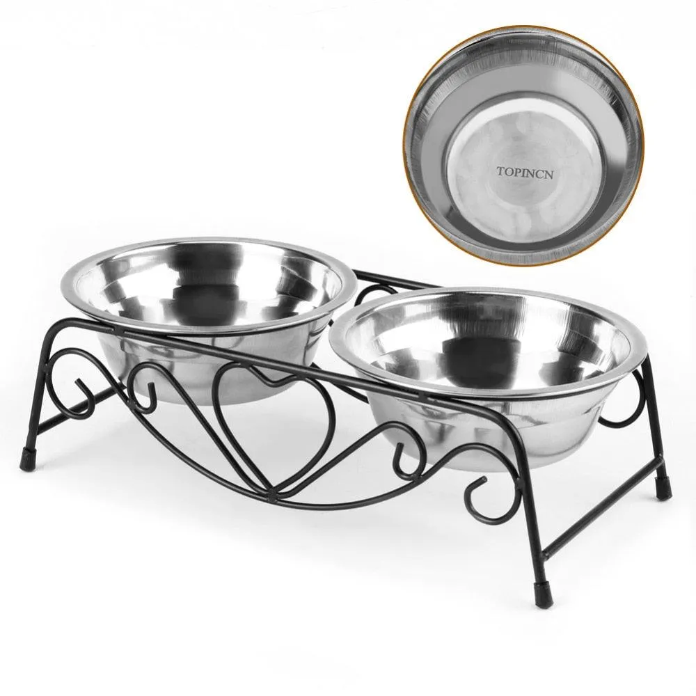 Double Stainless Steel Feeding and Watering Bowls