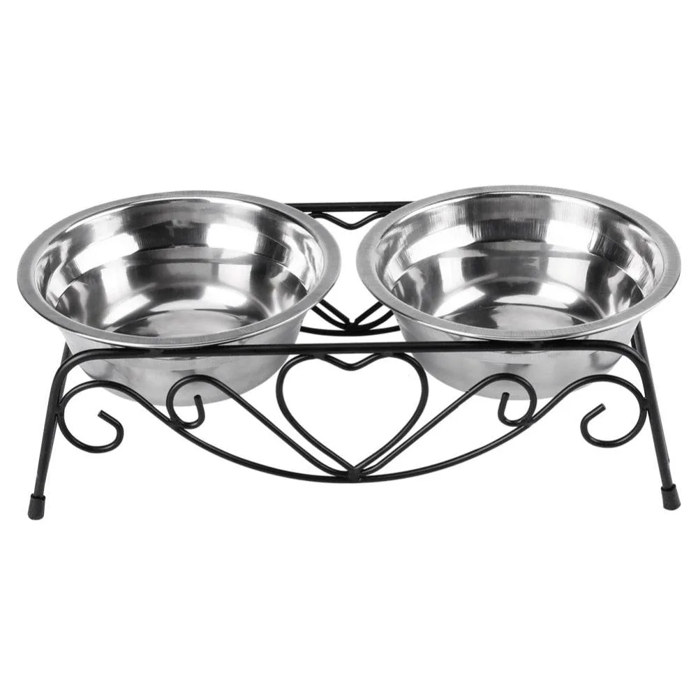 Double Stainless Steel Feeding and Watering Bowls