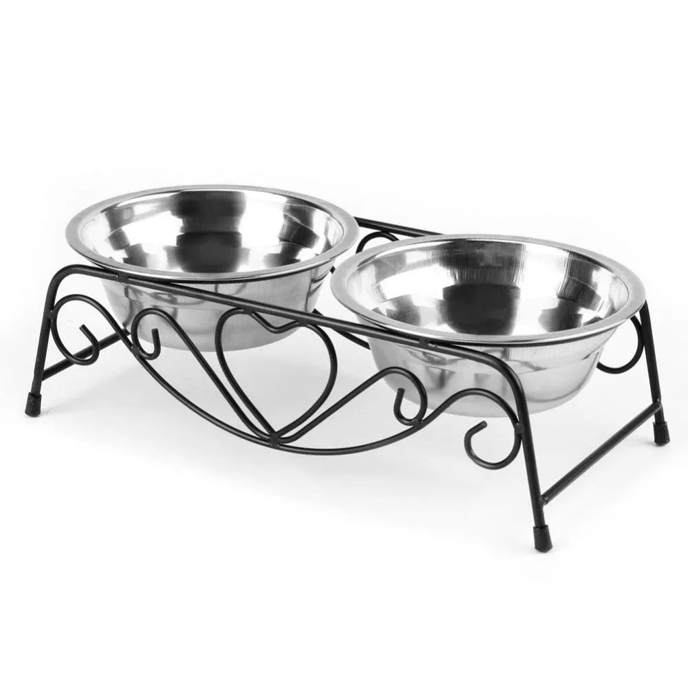 Double Stainless Steel Feeding and Watering Bowls