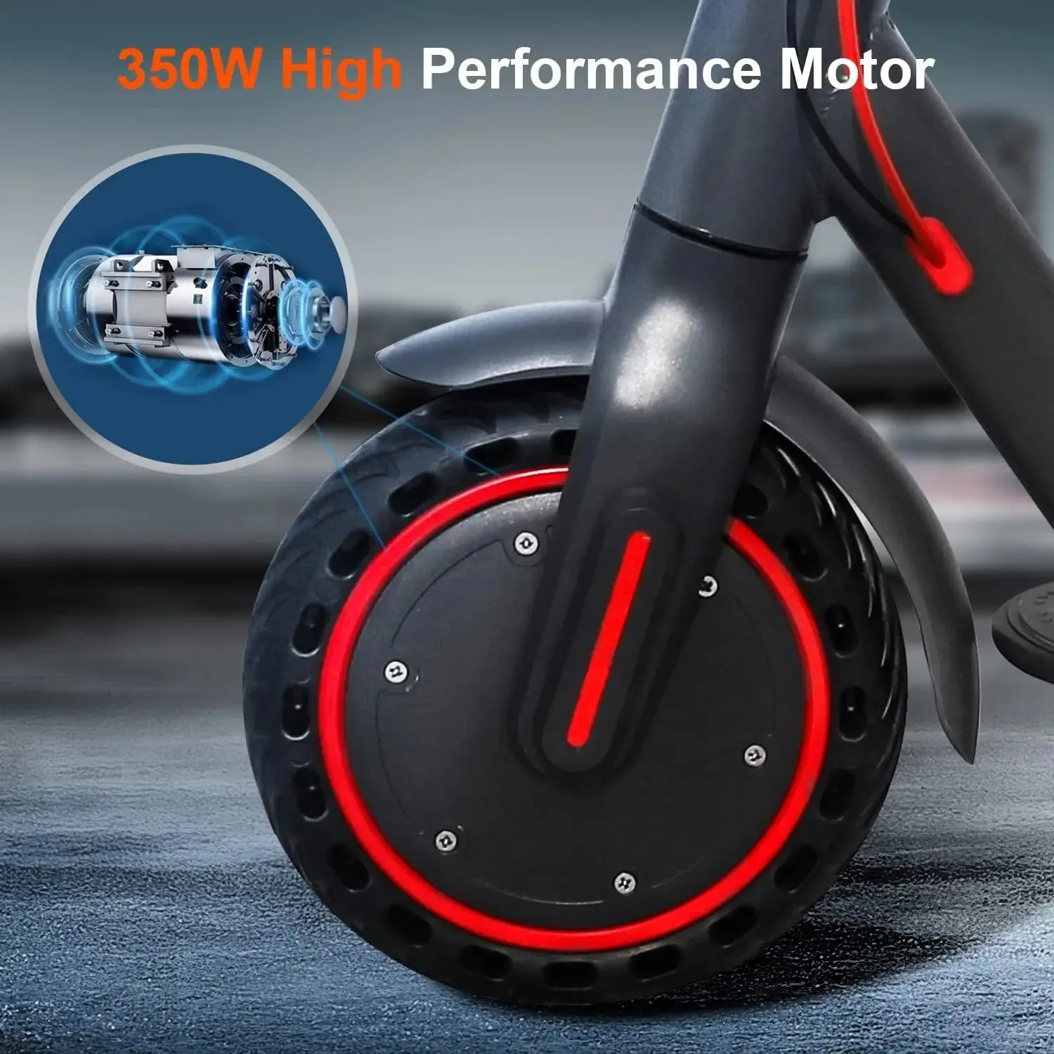 Electric Scooter 8.5" Solid Tires 350W Motor Up to 20-23 Miles Range 19 Mph Speed Portable Folding Commuting Scooter Double Brak
