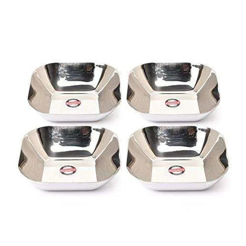 Embassy French Serving Bowl, Size 2, 500 ml, 15.7 cms (Pack of 4, Stainless Steel)