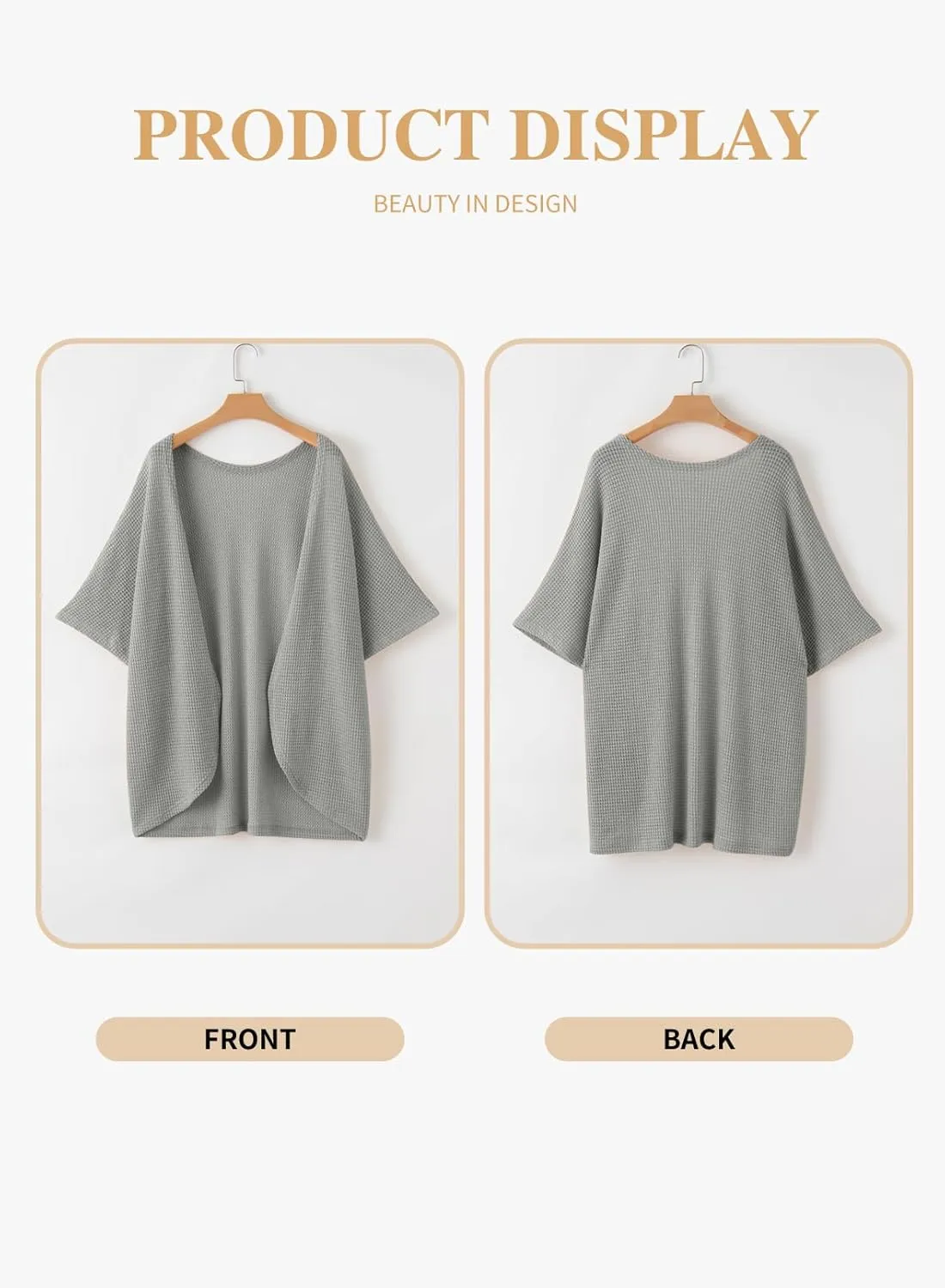 Eytino Womens Plus Size Cardigan Casual Short Sleeve Waffle Knit Kimono Open Front Tops(1X-5X)