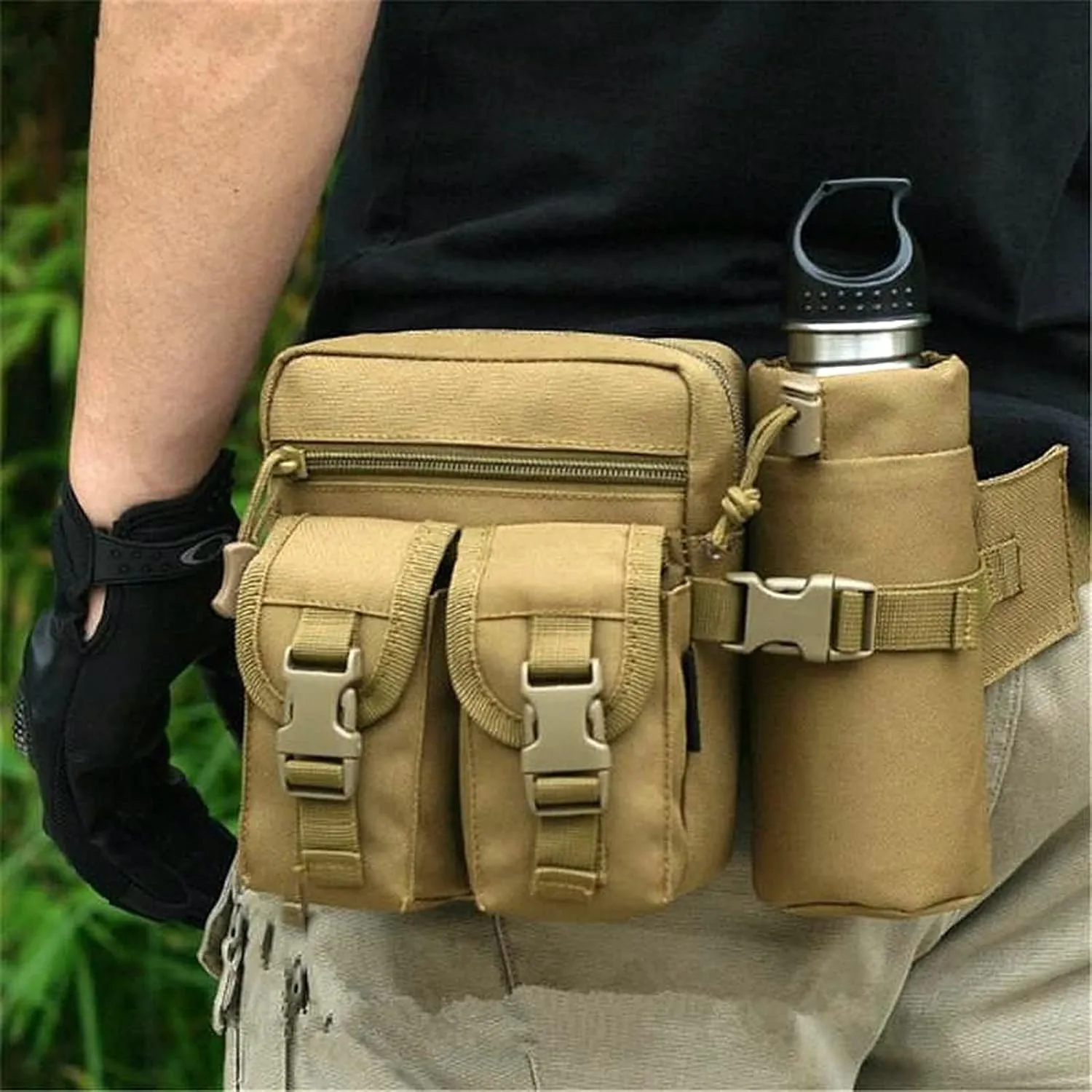 Fanny Pack Men's Belt Bag Nylon Mountaineering Water Bottle Mobile Phone Bag Outdoor Sports Mountaineering Camping Belt Bags (C)