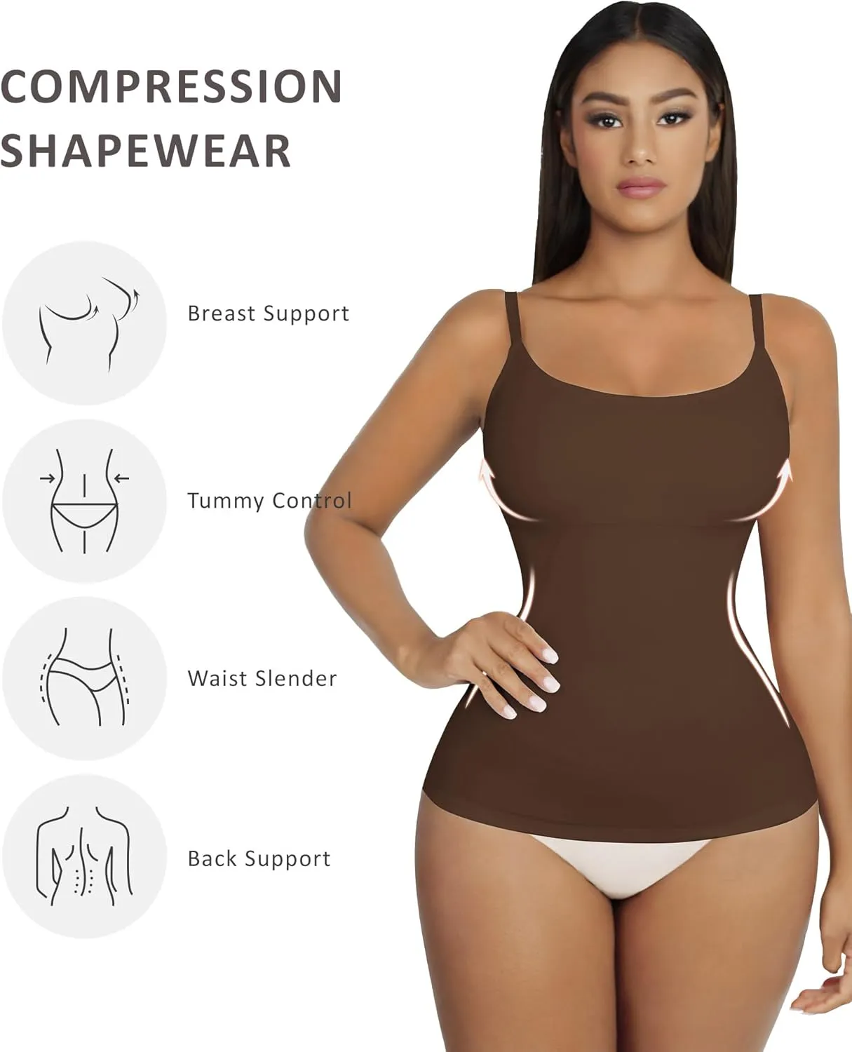 FeelinGirl Compression Cami for Women Tummy Control Camisole with Padded Bras Scoop Neck Shapewear Tank Tops