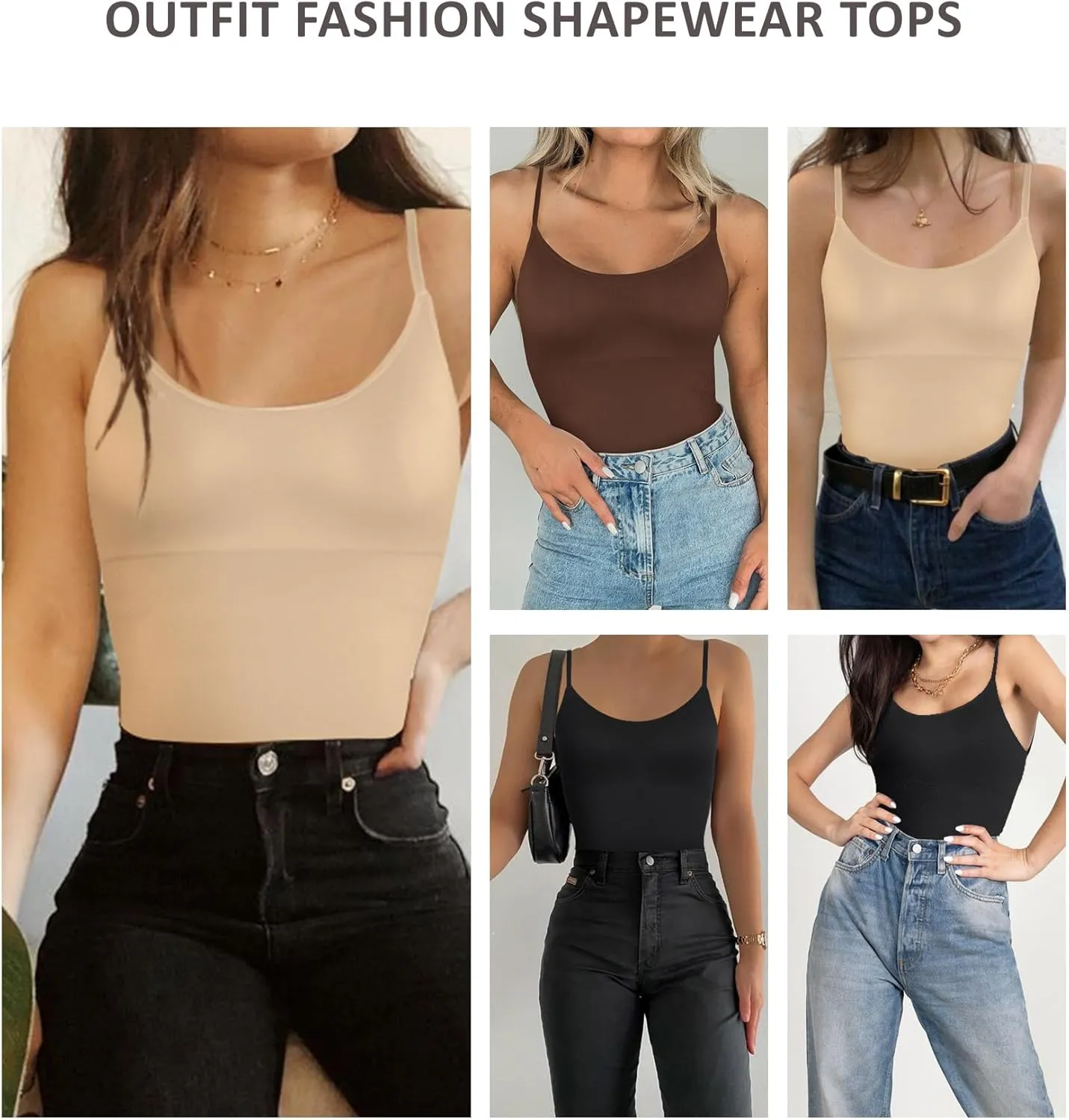 FeelinGirl Compression Cami for Women Tummy Control Camisole with Padded Bras Scoop Neck Shapewear Tank Tops
