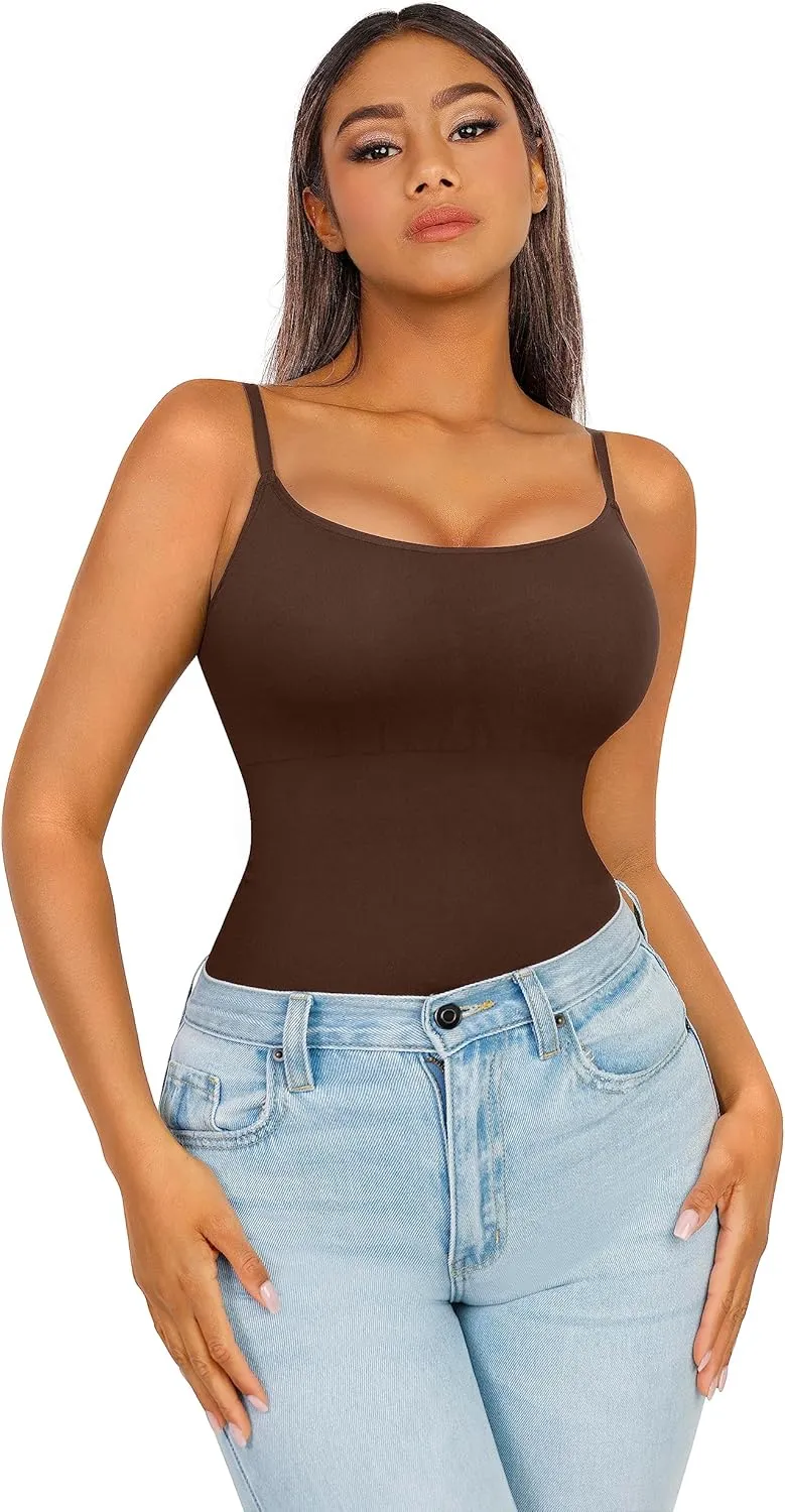 FeelinGirl Compression Cami for Women Tummy Control Camisole with Padded Bras Scoop Neck Shapewear Tank Tops
