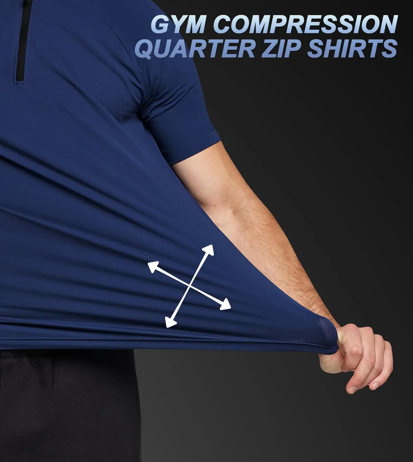 Fioboc Mens Shirts Quarter Zip Short Sleeve Gym Workout Performance Moisture Wicking Athletic Quick Dry Compression Shirt Men
