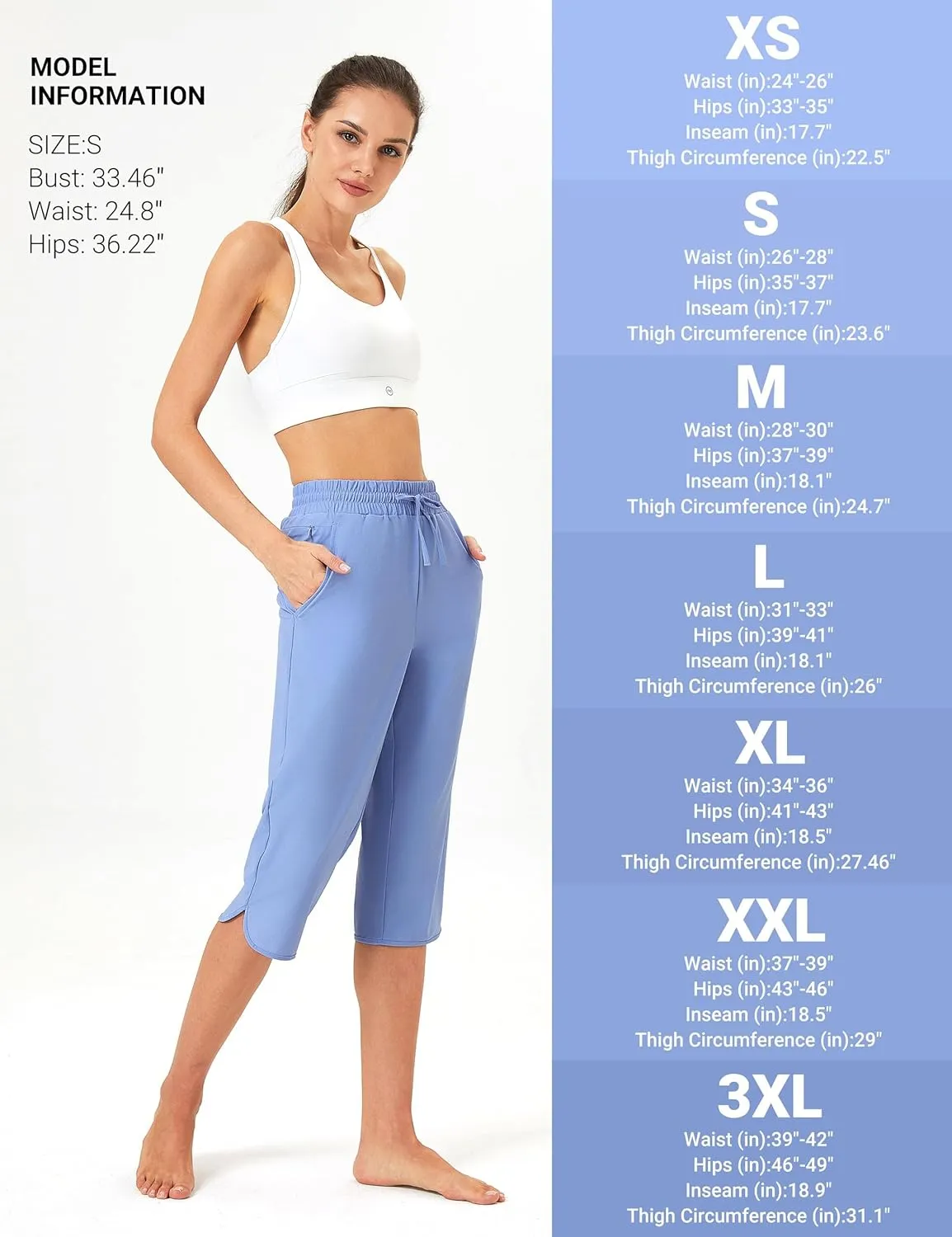 FitsT4 Sports Women's Swim Capris Pants 18" Quick Dry UPF 50  Beach Modest Swimsuits Bottoms with Mesh Pockets