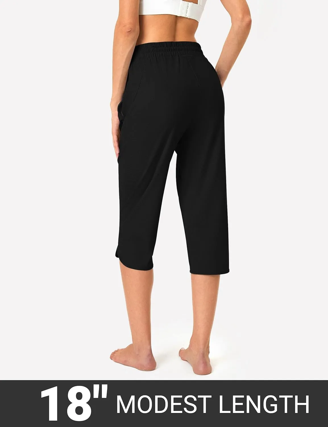 FitsT4 Sports Women's Swim Capris Pants 18" Quick Dry UPF 50  Beach Modest Swimsuits Bottoms with Mesh Pockets