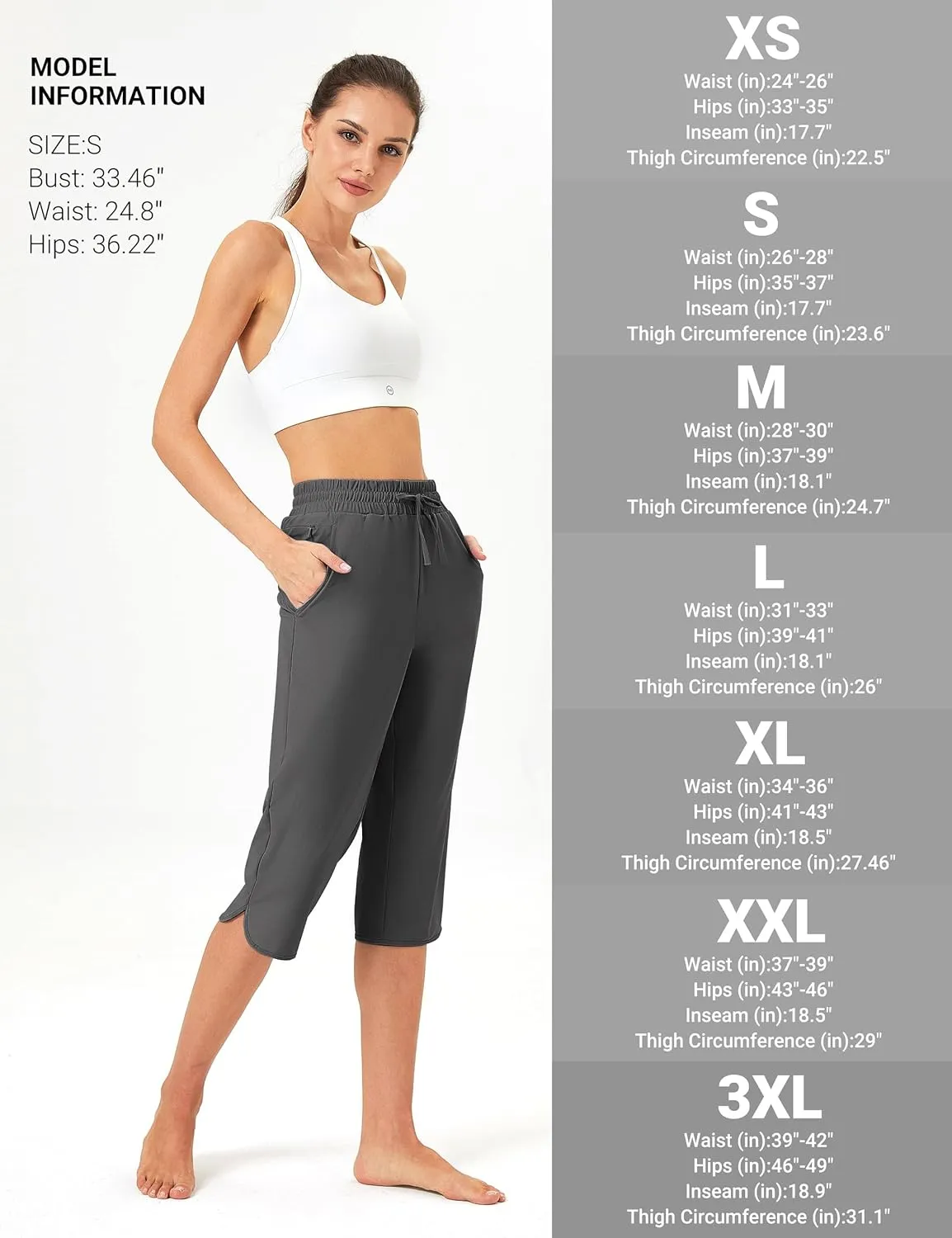 FitsT4 Sports Women's Swim Capris Pants 18" Quick Dry UPF 50  Beach Modest Swimsuits Bottoms with Mesh Pockets
