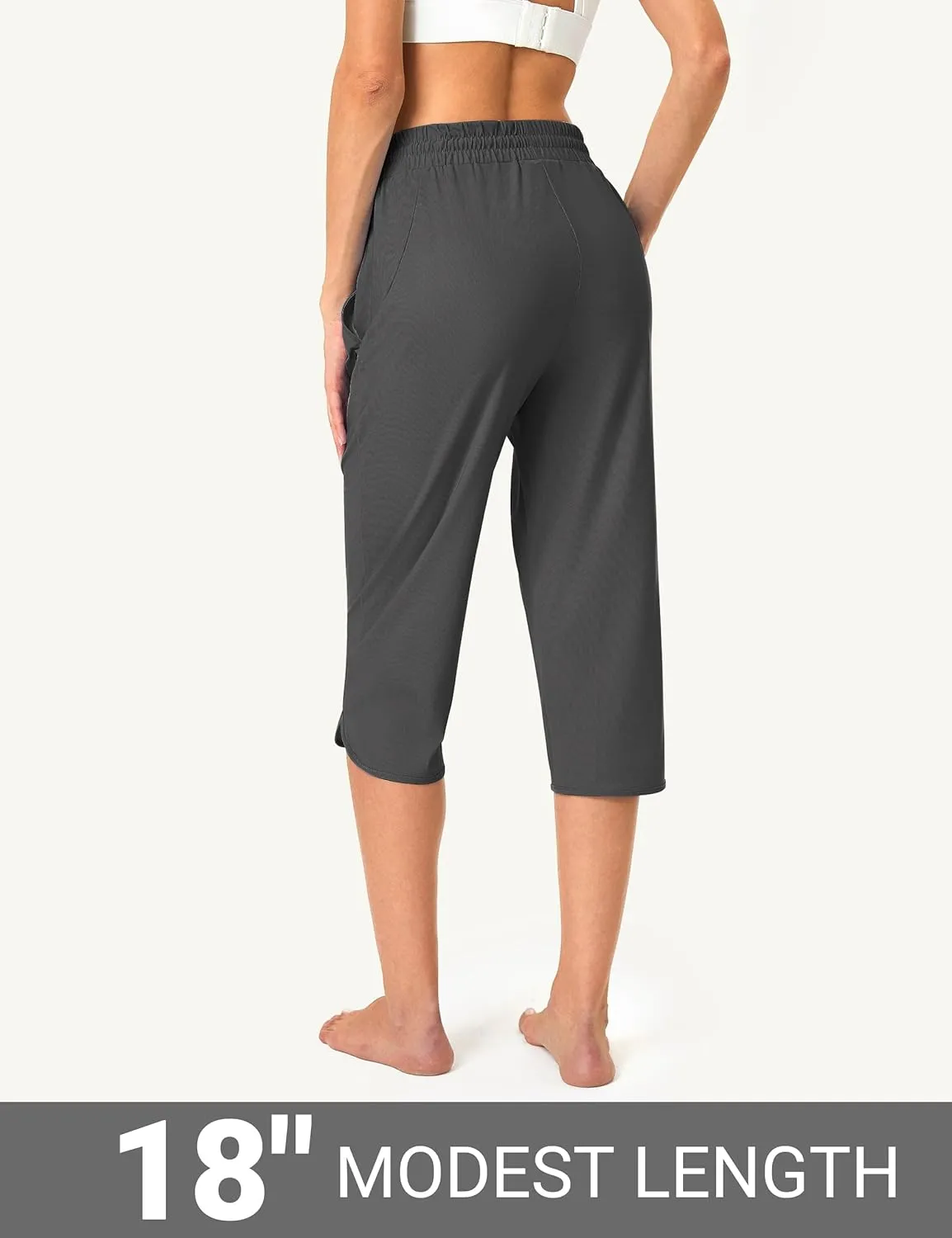 FitsT4 Sports Women's Swim Capris Pants 18" Quick Dry UPF 50  Beach Modest Swimsuits Bottoms with Mesh Pockets