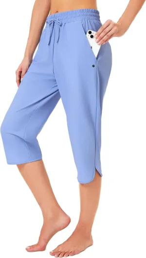 FitsT4 Sports Women's Swim Capris Pants 18" Quick Dry UPF 50  Beach Modest Swimsuits Bottoms with Mesh Pockets
