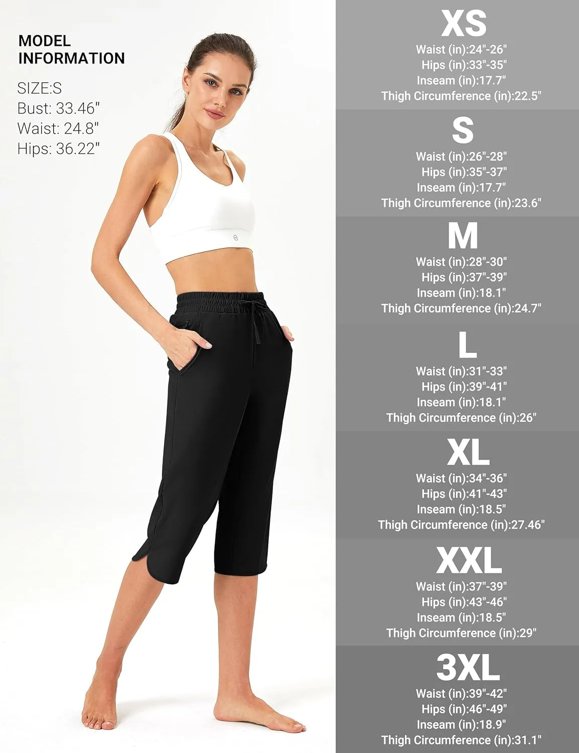 FitsT4 Sports Women's Swim Capris Pants 18" Quick Dry UPF 50  Beach Modest Swimsuits Bottoms with Mesh Pockets