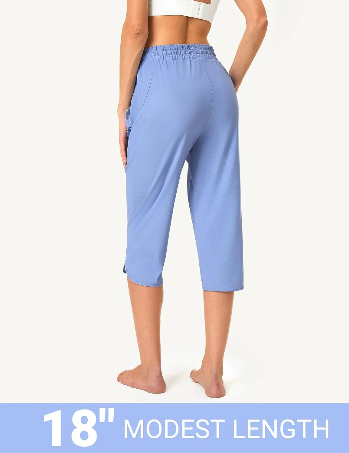 FitsT4 Sports Women's Swim Capris Pants 18" Quick Dry UPF 50  Beach Modest Swimsuits Bottoms with Mesh Pockets
