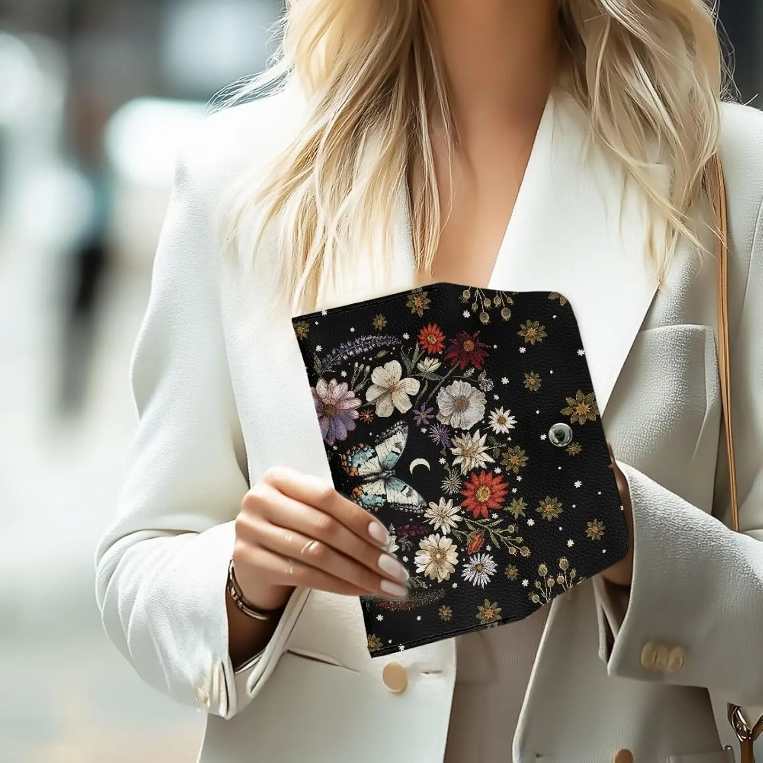 Floral Butterfly Clutch Purses for Women Wedding Portable Long Cash Wallets Pouch with Snap Button Ladies Casual Lightweight Fashion Card Holder for Travel Shop Sport Outdoor Use
