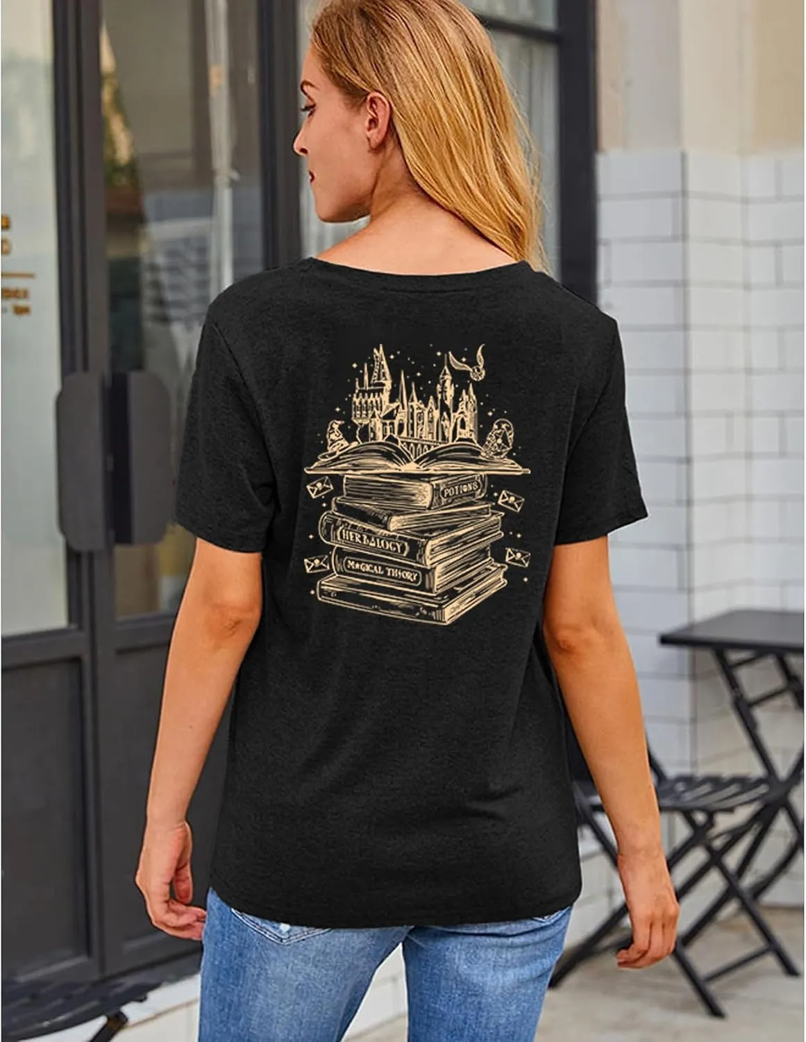 Flourish and Blotts Shirt Magical Shirts for Women Book Tshirt Wizard Costume Clothes