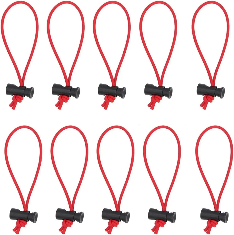Foto&Tech Multipurpose Extra Thick Elastic Cable Tie and Organizer, Adjustable Cable Strap Toggle Tie, Reusable Tangle Tamer, Cable Management for Cord and Cable (10x 16CM, Red)