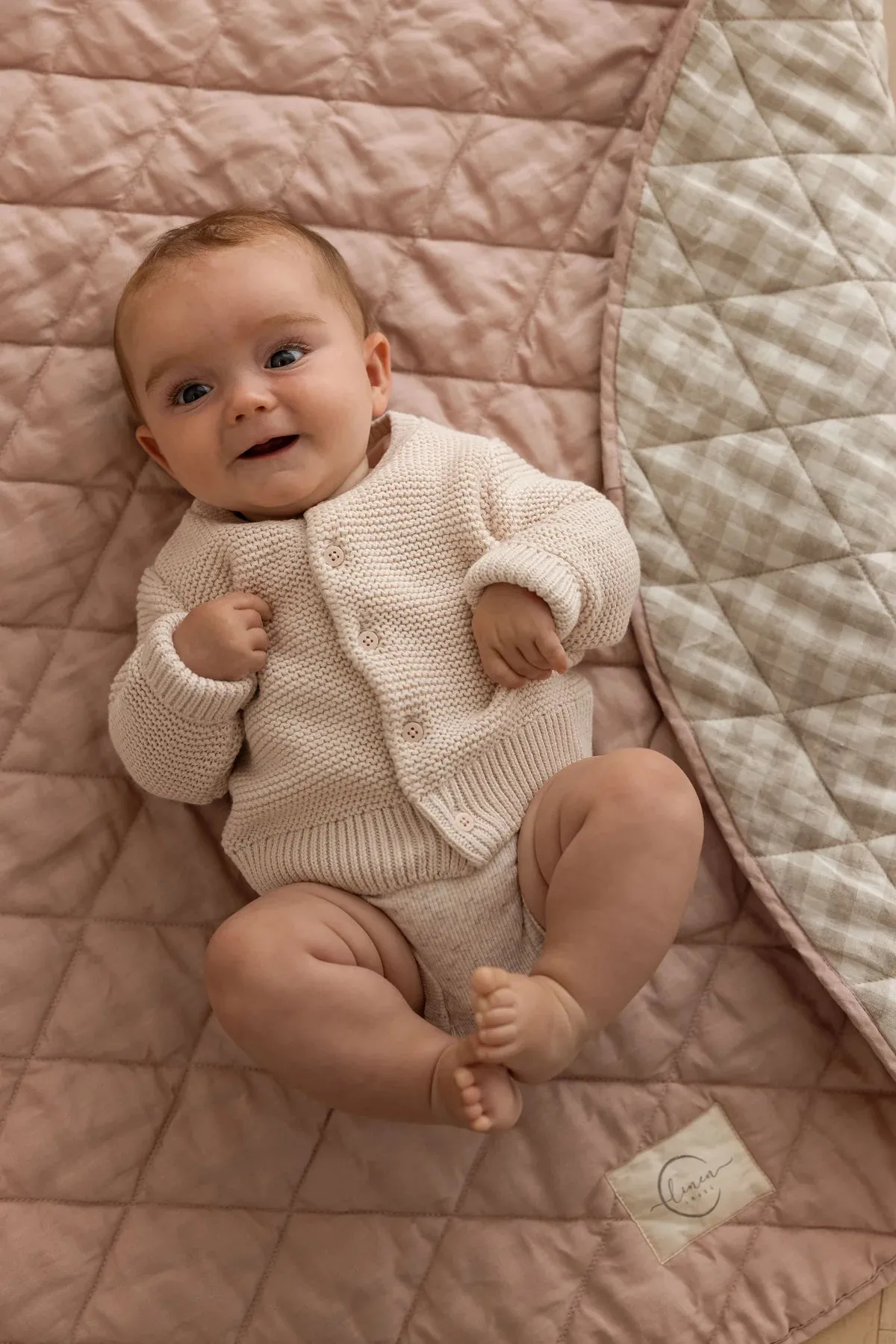 French Linen Playmat - Dusty Rose & Gingham