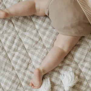 French Linen Playmat - Oat & Gingham