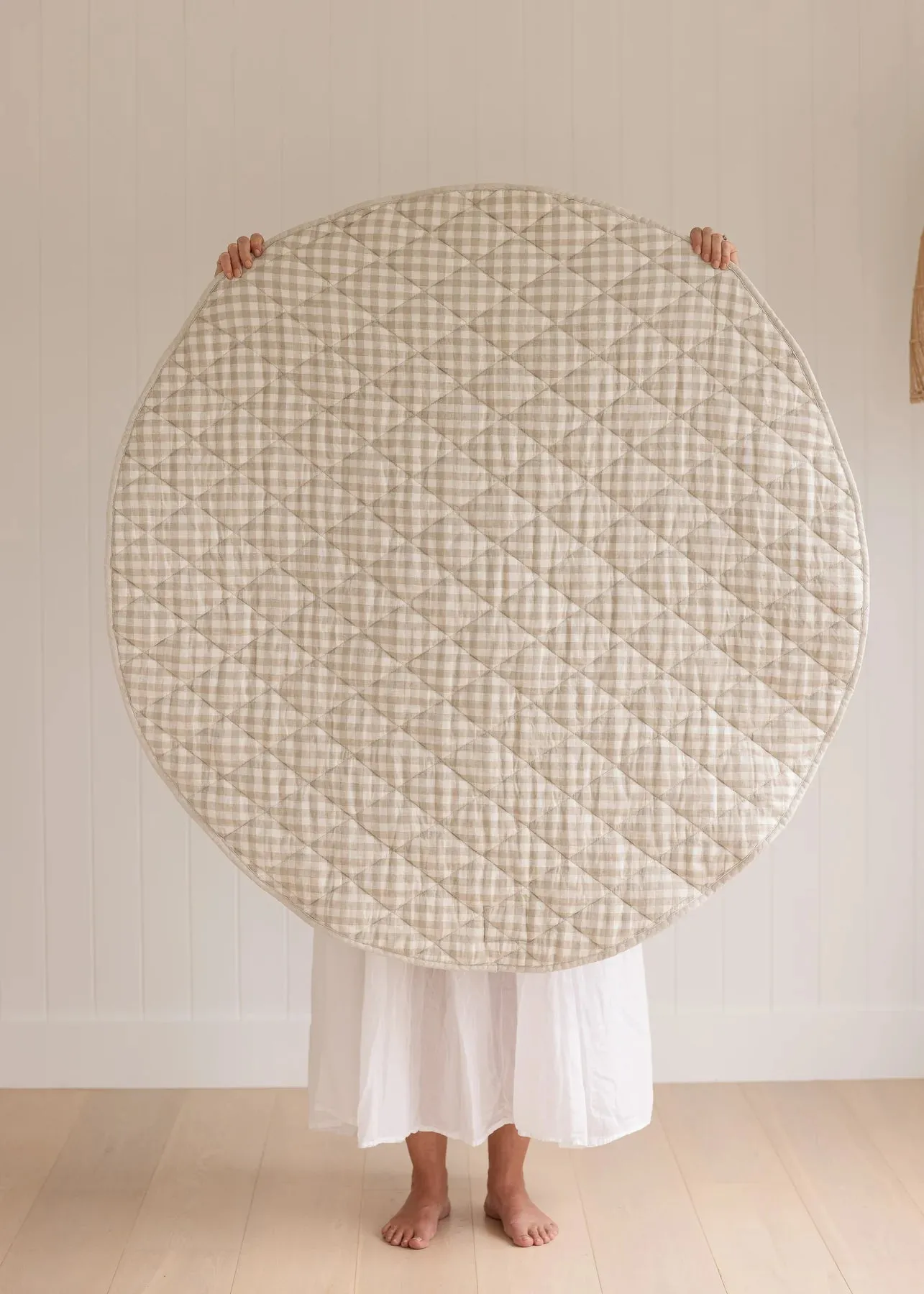 French Linen Playmat - Oat & Gingham