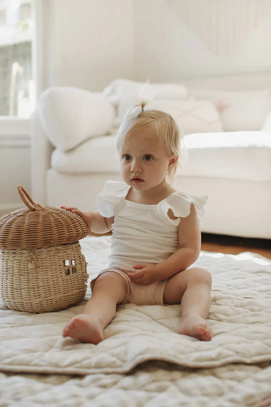 French Linen Playmat - Oat & Gingham