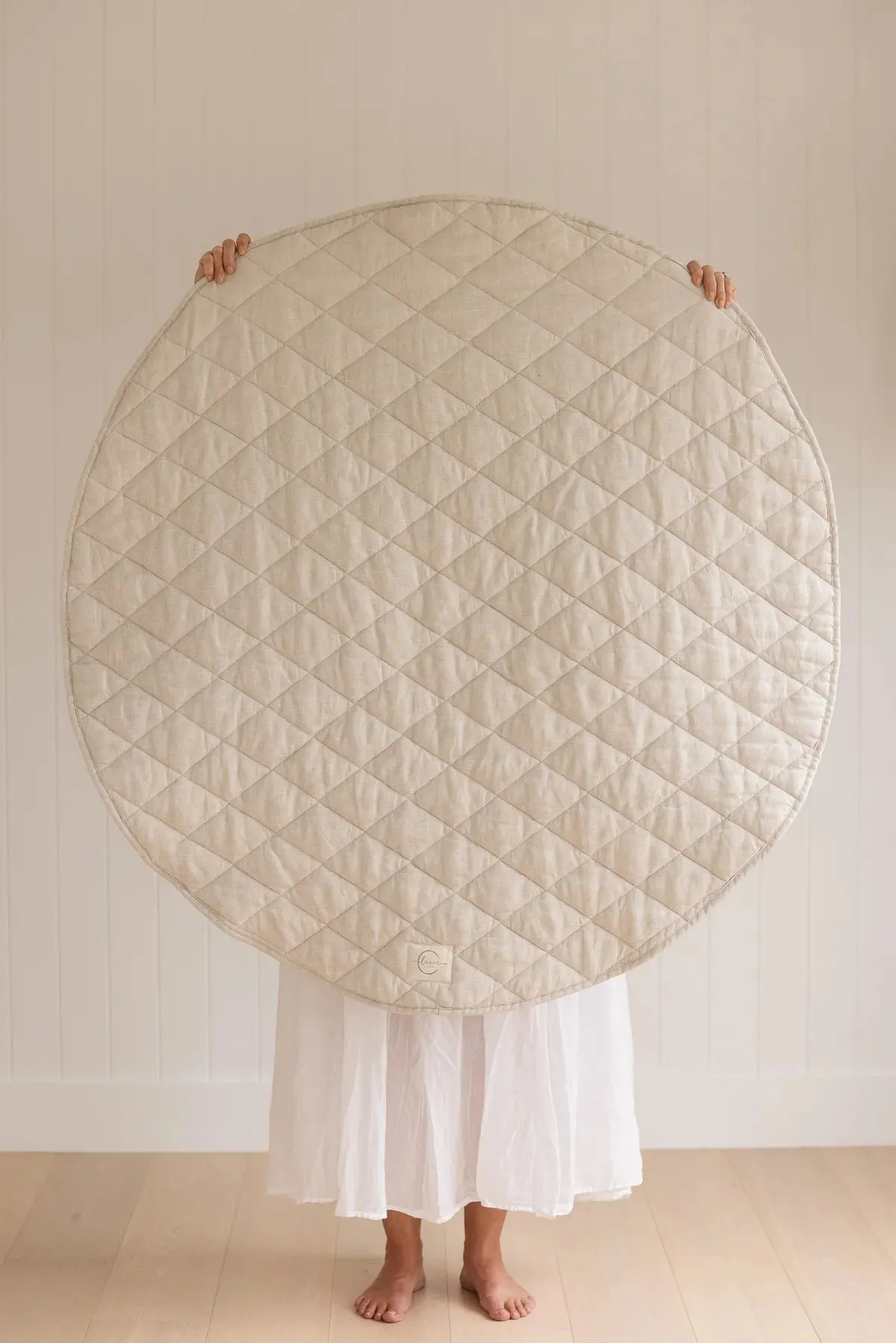 French Linen Playmat - Oat & Gingham