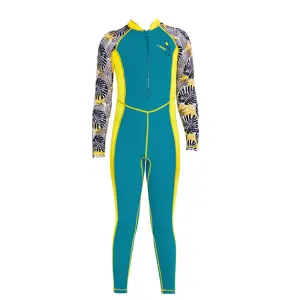 Full Sleeves Kids Swimwear Yellow & Green Palm Leaves printed Sleeves, UPF 50 