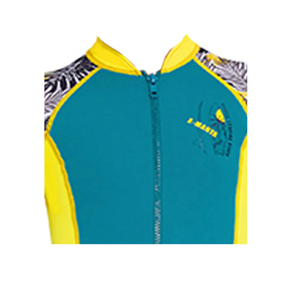 Full Sleeves Kids Swimwear Yellow & Green Palm Leaves printed Sleeves, UPF 50 