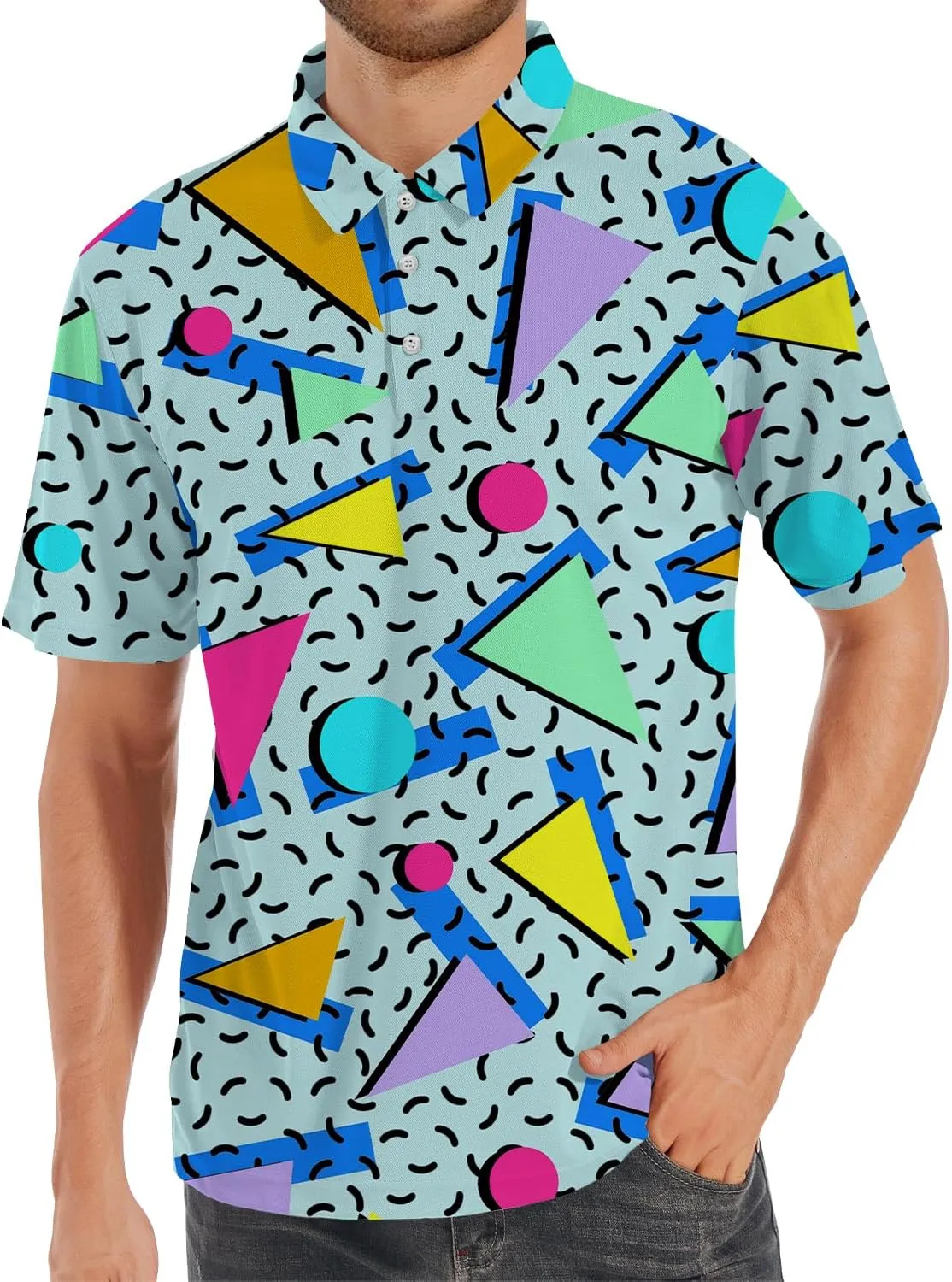 Funny Golf Shirts for Men,Funny Golf Polos for Men Short Sleeve,Mens 70s 80s Outfit Funny Hawaiian Golf Shirt