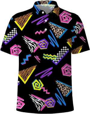 Funny Golf Shirts for Men,Funny Golf Polos for Men Short Sleeve,Mens 70s 80s Outfit Funny Hawaiian Golf Shirt