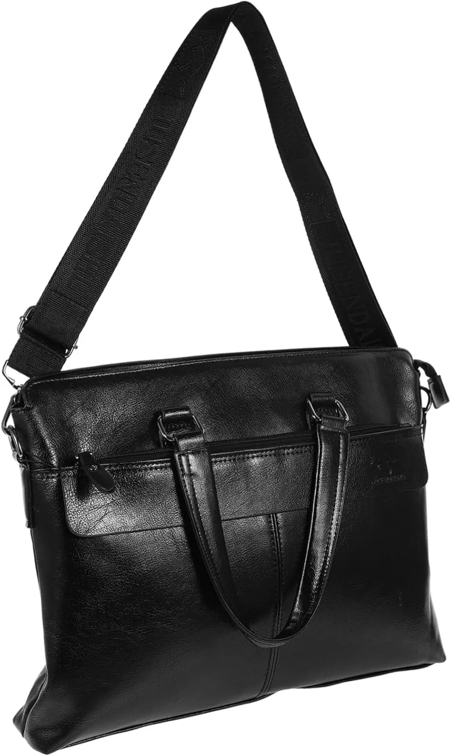 Gadpiparty Pu Leather Briefcase for Men Fashionable Crossbody Bag Large Capacity Portfolio Outdoor Use