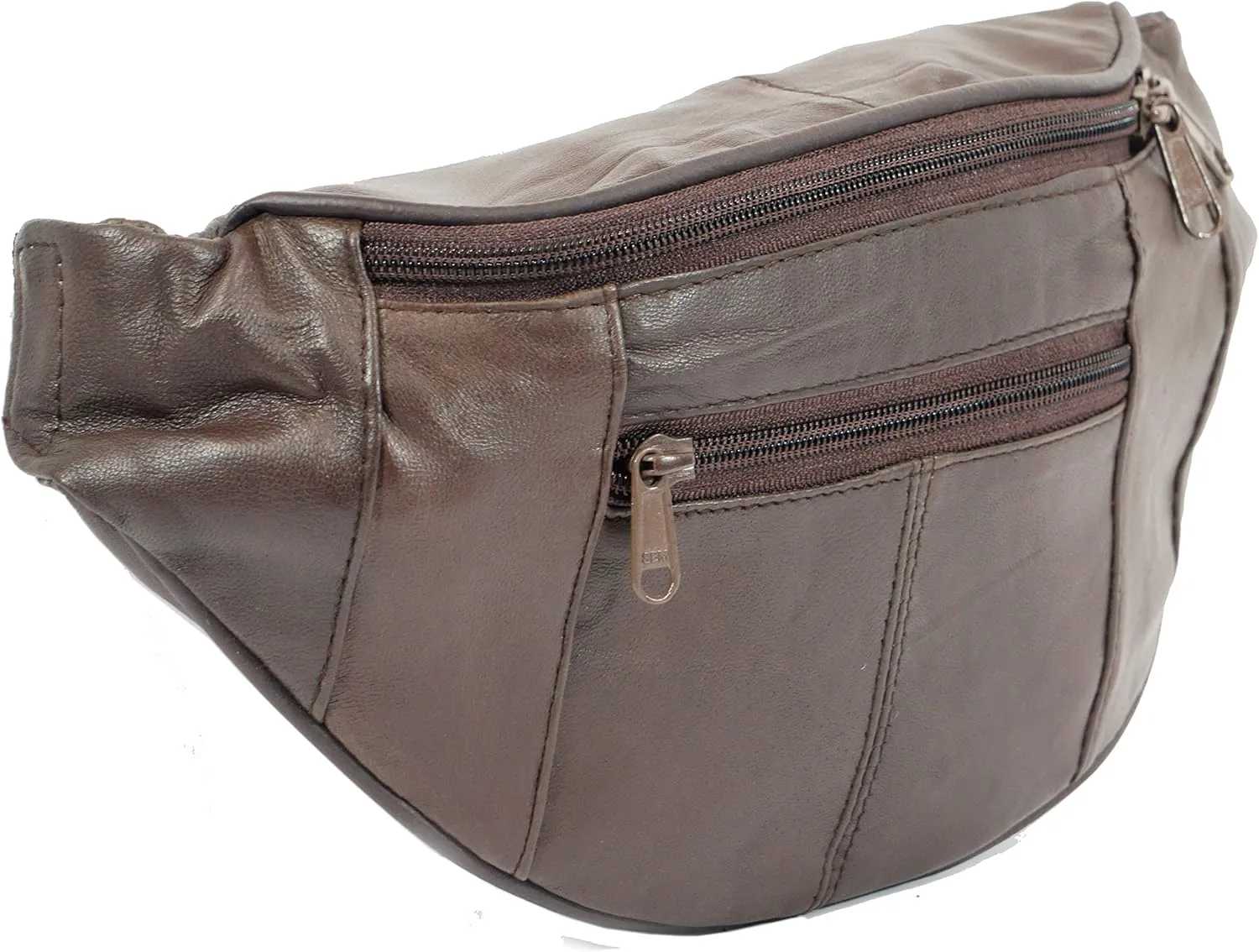 Genuine Leather Small Waist Bag Multi Function Pocket Mini Fanny Pack for Outdoor Use and Travel With Adjustable Waist Strap (Brown)