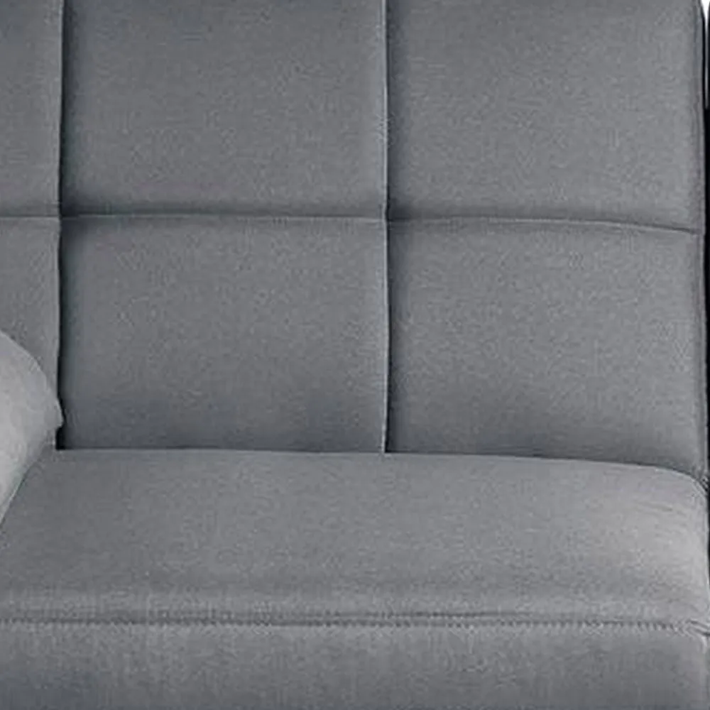 Gina 71 Inch Adjustable Futon Sofa Bed, Square Tufted, Tapered Legs, Gray By Casagear Home