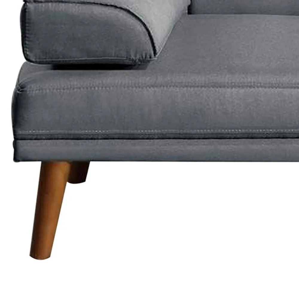 Gina 71 Inch Adjustable Futon Sofa Bed, Square Tufted, Tapered Legs, Gray By Casagear Home