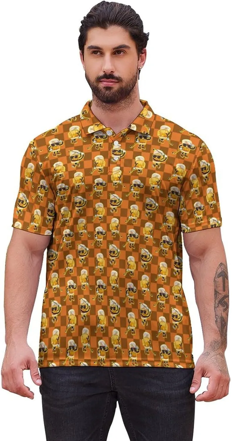 Golf Shirts for Men Funny Polo Short Sleeve Performance Moisture Wicking Quick Dry Mens Hawaiian Polo Shirt