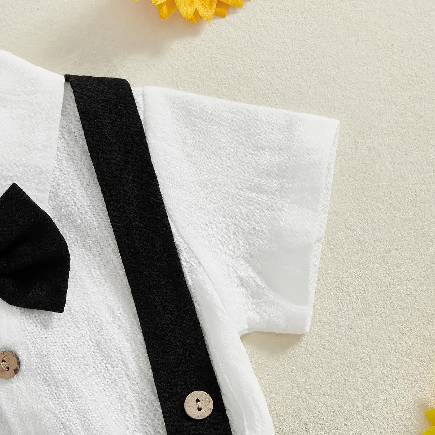 GOOCHEER Newborn Baby Boy Gentleman Outfit Suit Short Sleeve Bowtie Romper Jumpsuit Suspender Shorts Set Summer Dress Clothes