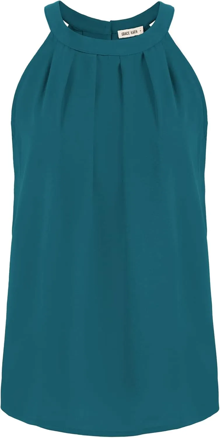 GRACE KARIN Sequin Halter Tops for Women Sleeveless Dressy Sparkle Tank Camisole Tops Party Club Cocktail Vest Shirt